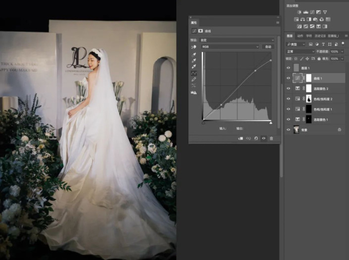 婚纱后期，把拍摄的数码婚纱照片制作成胶片效果